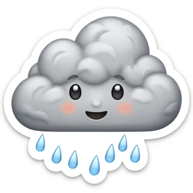 emoji of grey cloud is raining, (without faces) sticker