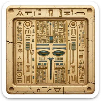 ancient Egyptian hieroglyphic tablet with circuit board patterns sticker