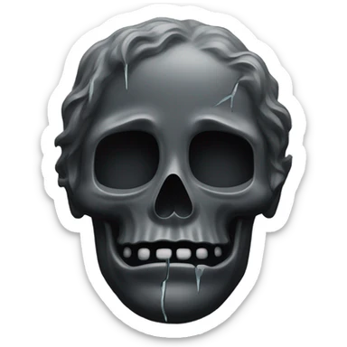 a black grave with the letters RIP on a silver  sticker