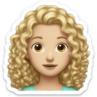 White girl long curly hair sticker