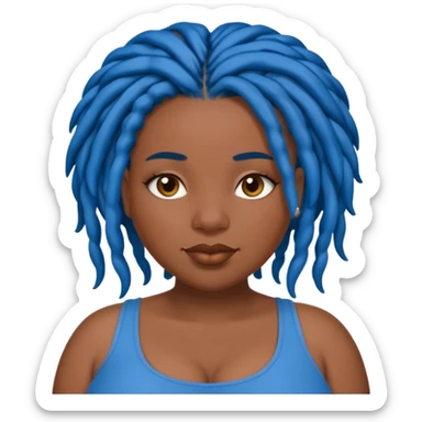 Plus size black girl with blue Locs sticker
