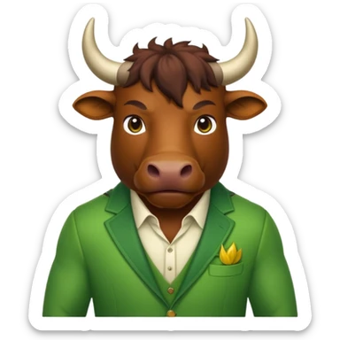 Green bull with clothes sticker