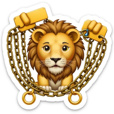 Multiple chains and a lion sticker