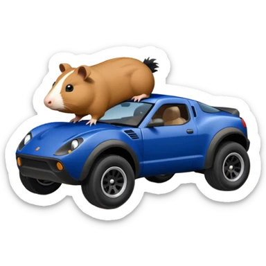 Dirty Joke’s Midnight-blue Local Motors Rally Fighter off road race car being driven by a five foot tall Guinea pig  sticker