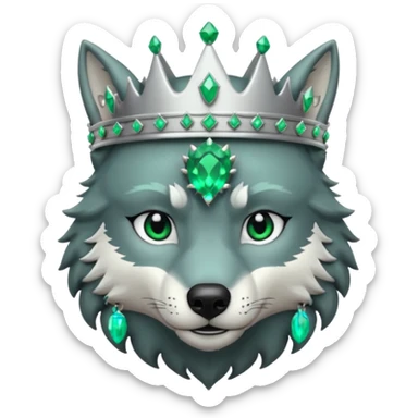 wolf with silver crown with emeralds sticker