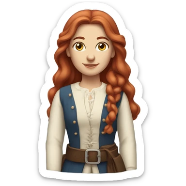 Caucasian colonial woman with long red hair and blue eyes sticker