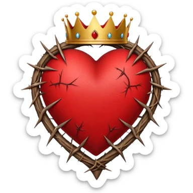 Create heart shape and in the horizontal midway create that crown thonrs like in the Jesus head  sticker