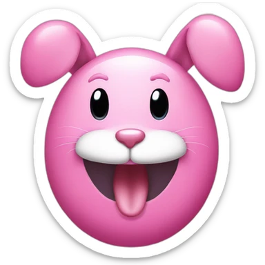 pink bunny with an oval head and white moustache, a round pink nose and a huge smile that takes up half his face sticker