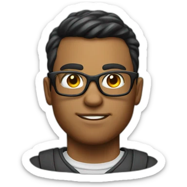 Dark featured realistic muscular nerd on computer coding  sticker