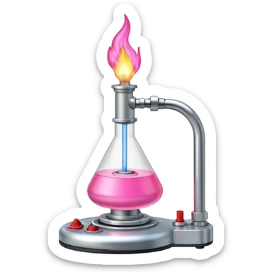 science lab Bunsen burner with pink flame sticker