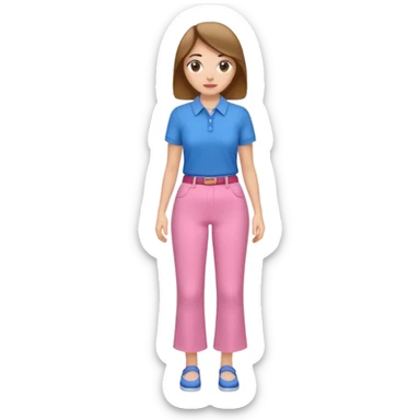A woman with pants ☺️👖and a skirt and pink pants and blue shirt sticker