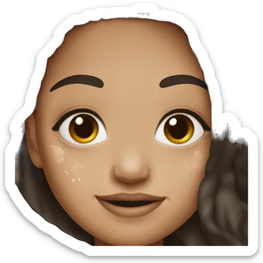 vitiligo girl dark brown long hair sticker