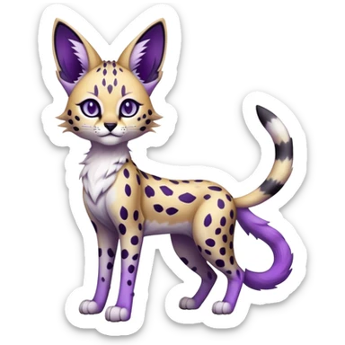 Kawaii Cute Edgy Black Purple White ethereal eldritch Serval-Fionbri-Vernid full body sticker