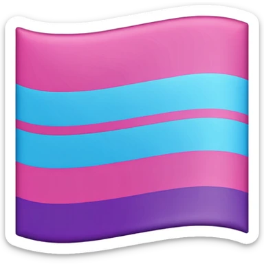I want a flag, I want the first stripe at the top of the flag to be pink 🩷. I want The middle stripe to be the color purple 💜. And finally the bottom stripe I want the color blue 💙. Only those three colors in that exact order, pink, purple, blue. Make the colors more vibrant sticker