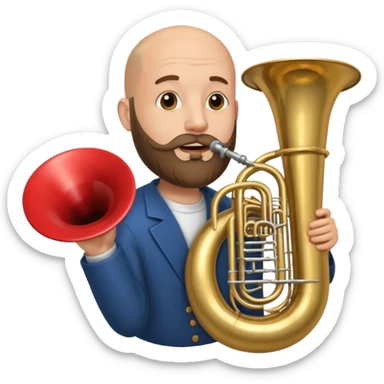 große Tuba, von gltzköpfigen bärtigem Mann gespielt sticker