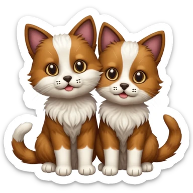 cat and dog one body sticker