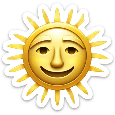 Un sol dorado sonriente con rayos de luz, representando la felicidad y la energía positiva, inspirado en la iconografía Inca del dios Inti Perú sticker