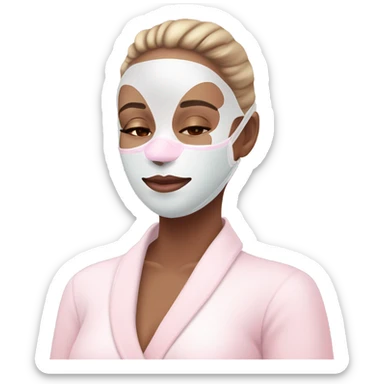 Lady with pastel pink face mask spa beauty full face relaxing sticker