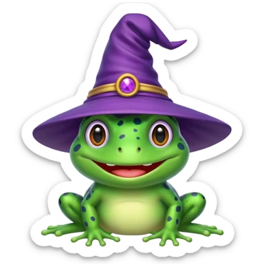 frog wear purple wicth hat sticker