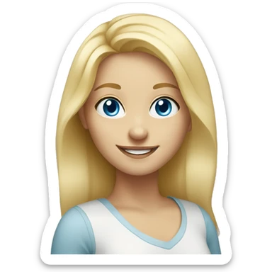 blonde girl smiling portrait blue eyes sticker