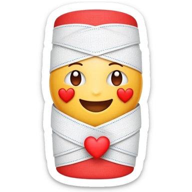 A cute "get well soon" emoji with a heart wearing a bandage sticker