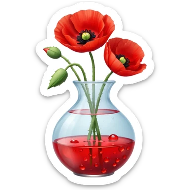 poppy flowers in a clear vase sticker