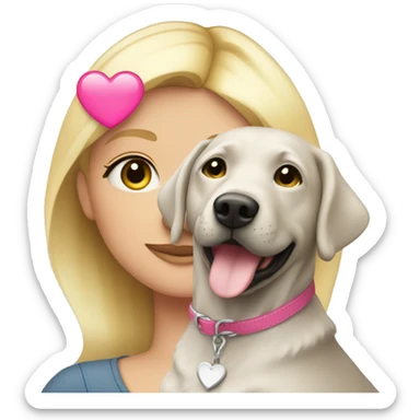 Blonde girl with pink heart and silver lab sticker