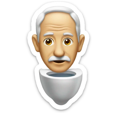 skibidi toilet with a old man head coming out of it sticker