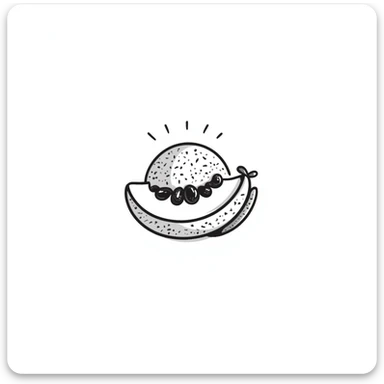 hand drawn doodle style cantaloupe fruit, sketchy lines, charming sticker