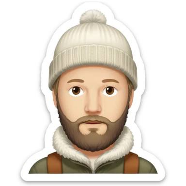 Justin Vernon of Bon Iver with beard and winter hat sticker