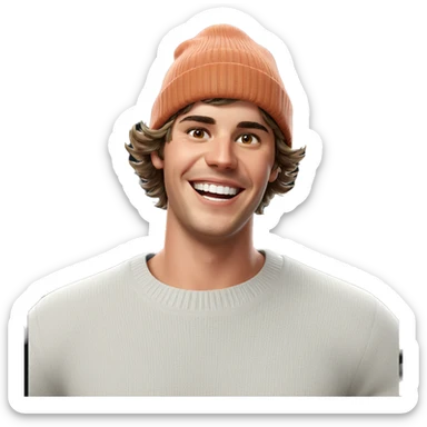 smiling boy in sweater and hat sticker
