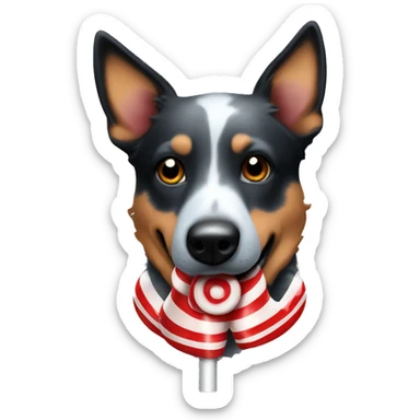 Blue heeler with a candy cane  sticker