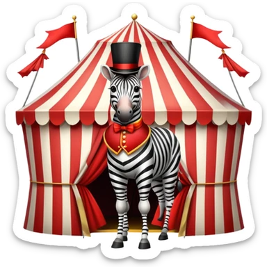 Vintage circus zebra wearing circus costume sticker