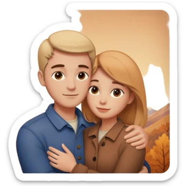 Couple hugs polaroid sticker