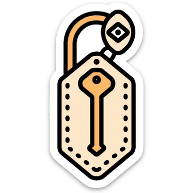 classic vintage hotel room key with diamond-shaped tag sticker