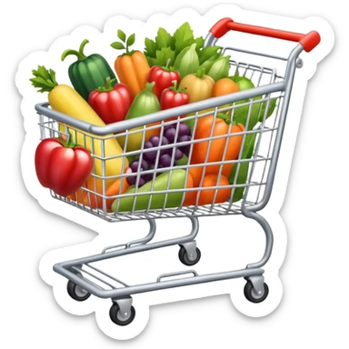 shopping cart silver with stuff sticker