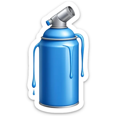 Blue spray paint can for graffiti with paint dripping sticker