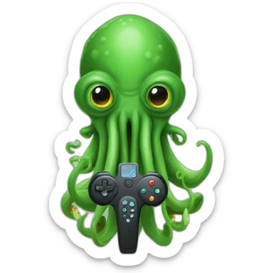 cthulhu with a video Game remote control sticker
