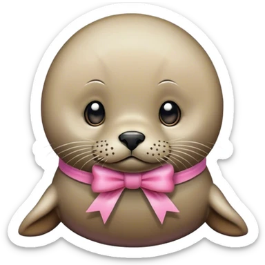 A seal with a pink bow sticker