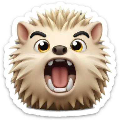 The angry little hedgehog screams sticker