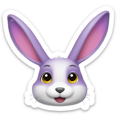 Conejo morado alto con ojos amarillos también sonrisa sticker