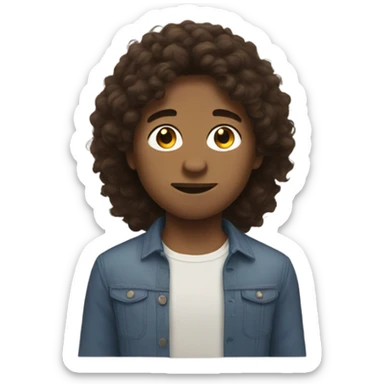 boy with bushy small lips and brunette fluffy hair  sticker