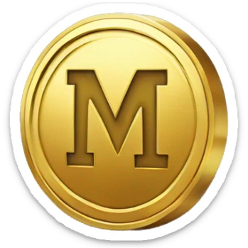 golden pixel coin with letter m sticker