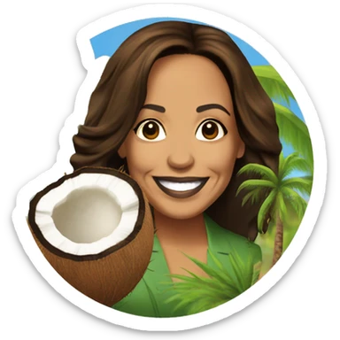 Kamala Harris next to a coconut tree sticker