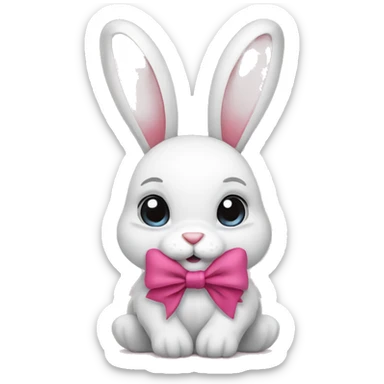 bunny with a bow sticker