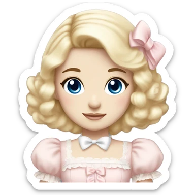 sweet lolita blond hair blue eyes white skin light pink dress sticker