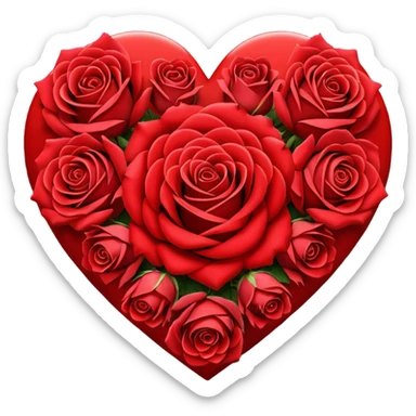 a heart made of roses sticker