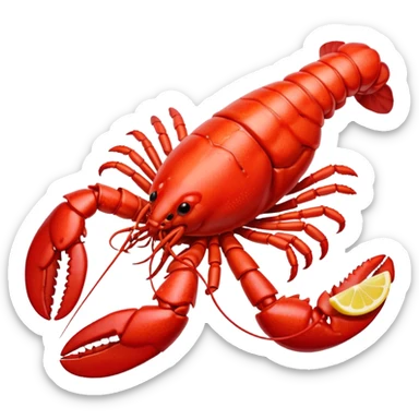 cooked lobster with lemon slice sticker