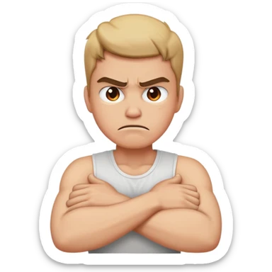 arms crossed holding neck will angry  sticker