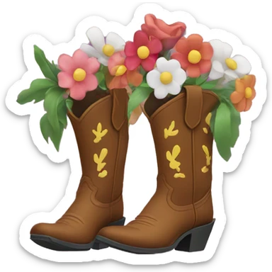 cowboy boots with flowers growing out sticker